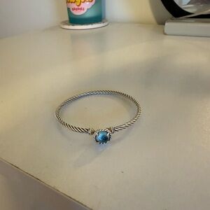David Yurman Silver Bracelet with Blue Gem